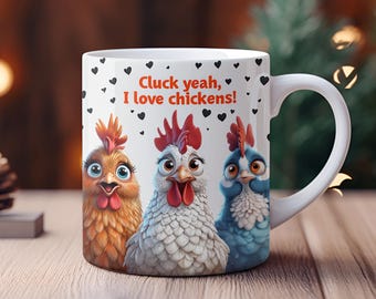 Funny Chicken Mug Wrap: Sarcastic Rooster Design (PNG)