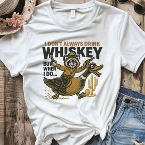 Cowboy Raccoon Riding Duck: Funny Whiskey Meme (PNG/SVG Digital Download)