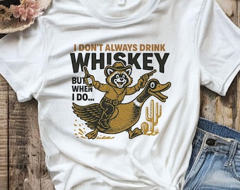 Cowboy Raccoon Riding Duck: Funny Whiskey Meme (PNG/SVG Digital Download)
