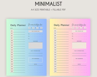 Daily Planner | Practical Planner | Hourly Daily Planner Printable | Productivity Planner | Minimalist Planner | Hourly Schedule |A4