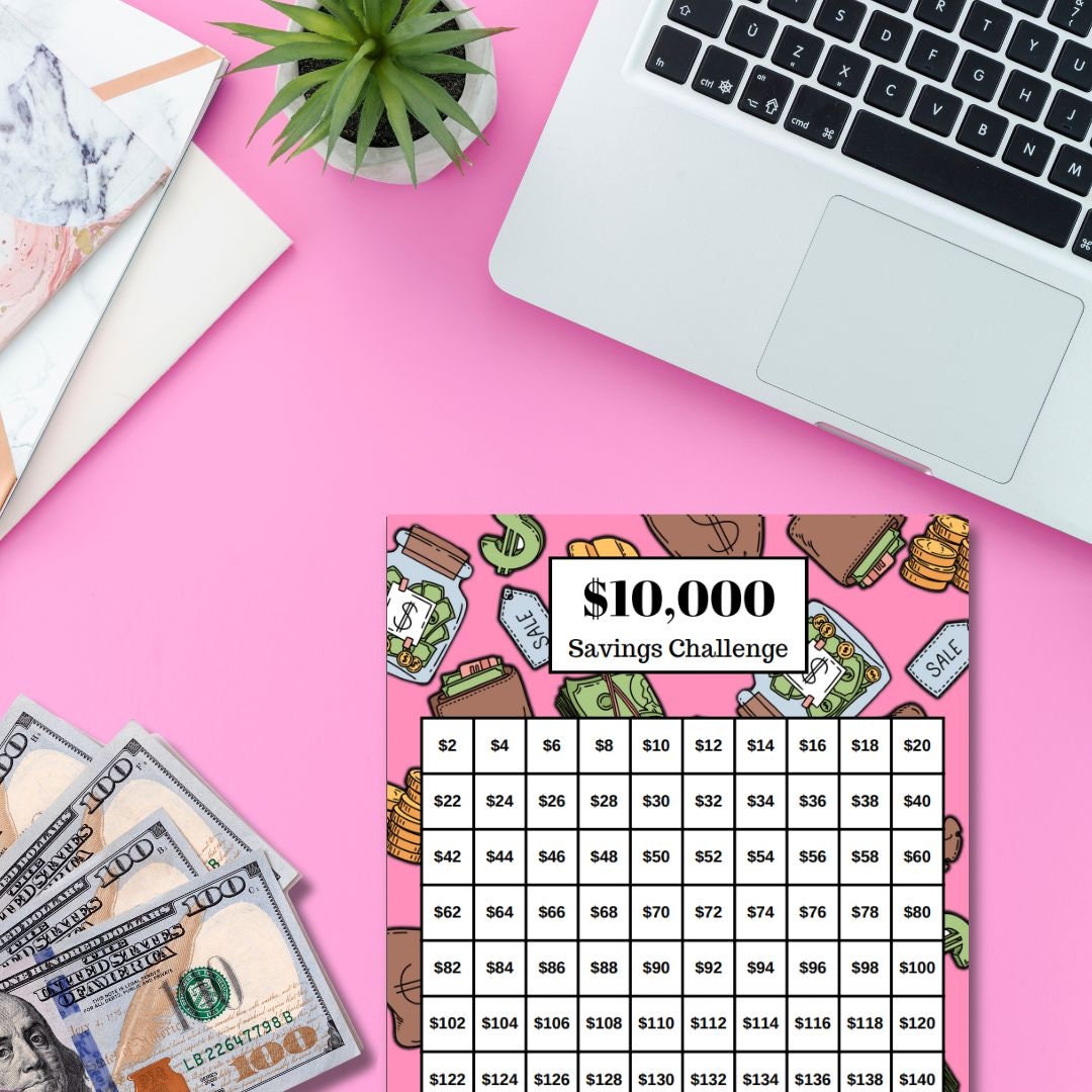 10k Savings Challenge Tracker Printable, Save 10000, Money Challenge, Saving Tracker, PDF, Instant Download, Finance Tracker | A6 Size