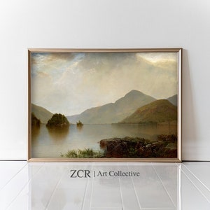 Antique Lake Painting Vintage Print | Rustic Decor Lake House PRINTABLE Downloadable | ZCR |