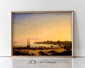 Vintage Sailboat Seascape Painting | Restored Nautical Art (Digital Download)