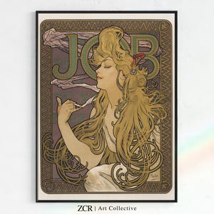 Vintage Cigarette Poster, Retro Bohemian Wall Art JOB print Retro Bohemian Wall Art Fine Art Print DIGITAL DOWNLOAD, Printable Wall Art