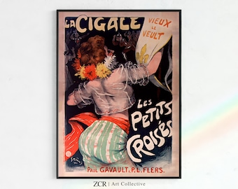 Vintage La Cigale Poster, French Art Nouveau Print (Digital Download)