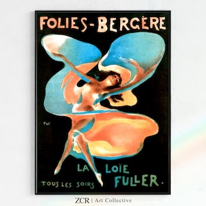 Vintage Loie Fuller Poster, Folies Bergere | Printable Art Nouveau, 1920s aesthetic, Vintage Dance Print, Dance Art, vintage posters, Paris
