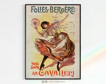Vintage La Cavalieri Poster, Folies Bergere | Printable Art Nouveau, 1920s aesthetic, Vintage Dance Print, Dance Art, vintage posters, Paris