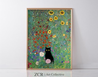 グスタフ・クリムト ガーデンキャットプリント、クリムト