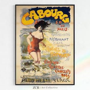 Vintage French Beach Resort Poster, Cabourg Hotel and Casino Art, Paris, France Vintage Travel Poster - PRINTABLE art /Gift Idea Wall Decor