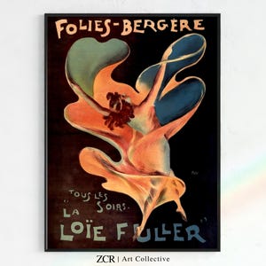 Vintage Loie Fuller Poster, Folies Bergere | Printable Art Nouveau, 1920s aesthetic, Vintage Dance Print, Dance Art, vintage posters, Paris