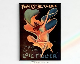Vintage Loie Fuller Poster, Folies Bergere | Printable Art Nouveau, 1920s aesthetic, Vintage Dance Print, Dance Art, vintage posters, Paris