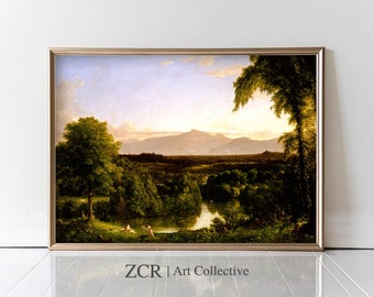 Vintage River Landscape Art Print | Antique Neutral Wall Decor (Digital Download)