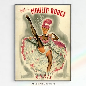 Vintage Moulin Rouge Poster, Cabaret Wall Art | Printable Art Nouveau, 1960s aesthetic, Vintage Art Deco Print, Vintage Posters, Paris