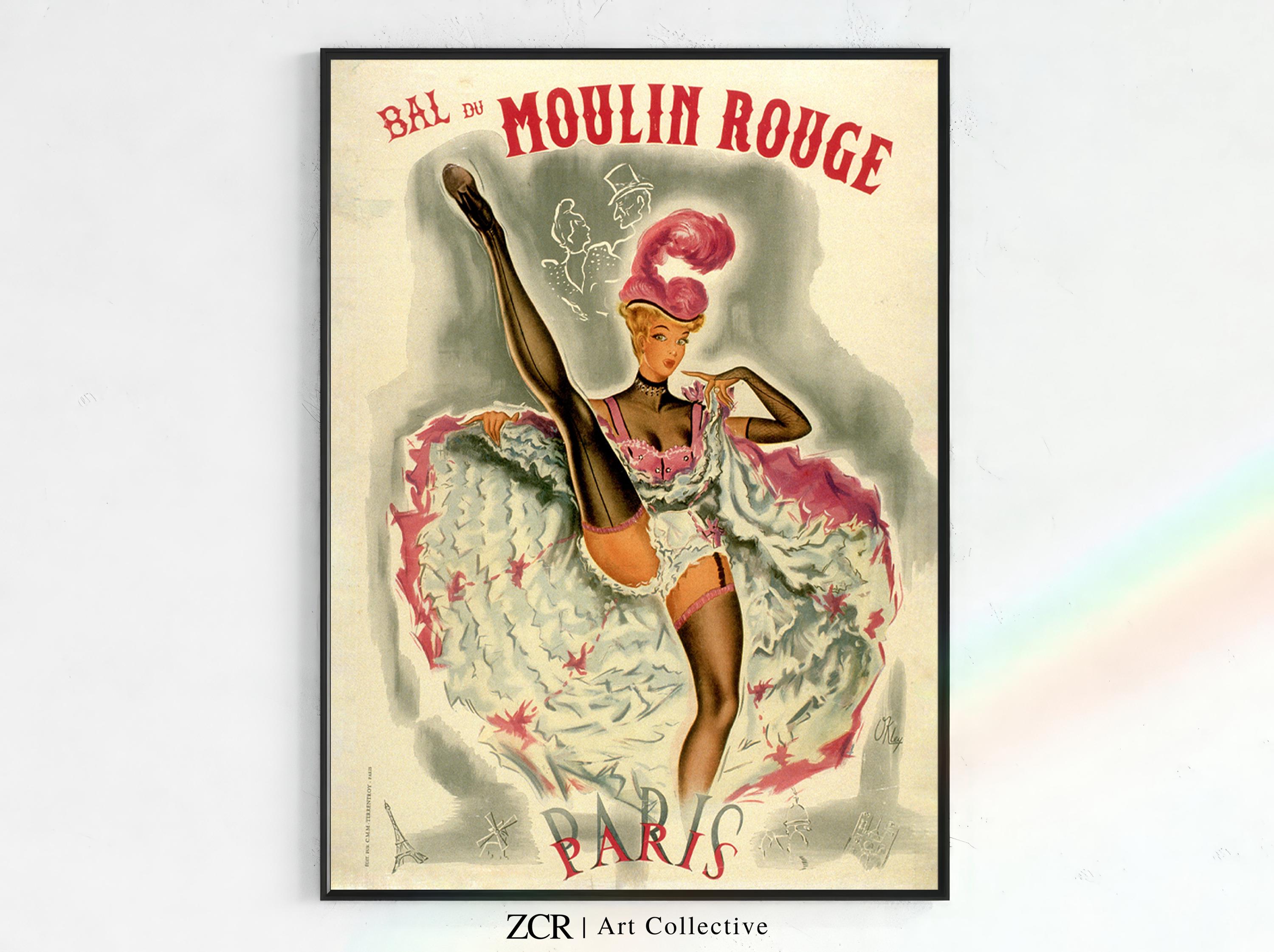 Vintage Moulin Rouge Poster, Cabaret Wall Art | Printable Art Nouveau, 1960s aesthetic, Vintage Art Deco Print, Vintage Posters, Paris