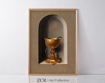 Saint John Chalice Vintage Art Print, Holy Grail and Snake (Digital Download)