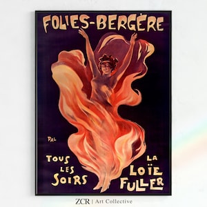 Vintage Loie Fuller Poster, Folies Bergere | Printable Art Nouveau, 1920s aesthetic, Vintage Dance Print, Dance Art, vintage posters, Paris
