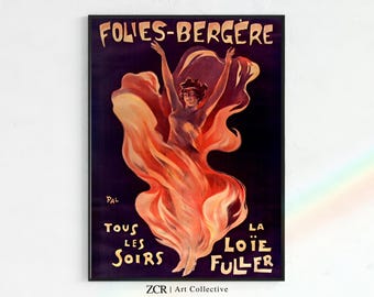 Vintage Loie Fuller Poster, Folies Bergere | Printable Art Nouveau, 1920s aesthetic, Vintage Dance Print, Dance Art, vintage posters, Paris