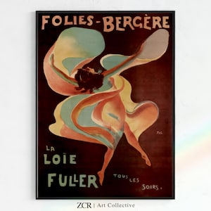 Vintage Loie Fuller Poster, Folies Bergere | Printable Art Nouveau, 1920s aesthetic, Vintage Dance Print, Dance Art, vintage posters, Paris