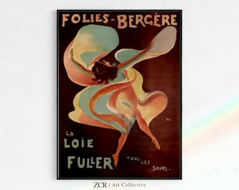 Vintage Loie Fuller Poster, Folies Bergere | Printable Art Nouveau, 1920s aesthetic, Vintage Dance Print, Dance Art, vintage posters, Paris