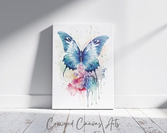 Watercolor Blue And Pink Butterfly Spring Decor Gifts for Her Five Sizes Printable Animal Wildlife Print Nature Lovers Animal Lovers Gift