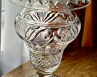 19th Century Anglo-Irish Cut Crystal Pedestal Bowl – Grand Georgian Glassware, 27 cm