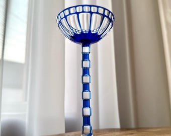 1908 Otto Prutscher Blue Sweet Wine Glass for Meyr’s Neffe, E. Bakalowits Söhne, Mod. I 195, Rare Design with Provenance