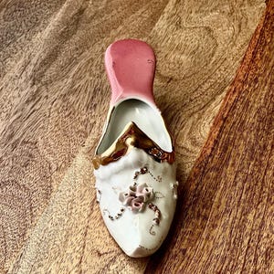 Romanian Porcelain Ornament Set: Vintage ARPO Shoe & Iris Trinket Dishes