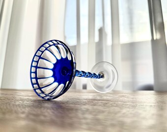 1908 Otto Prutscher Blue Sweet Wine Glass for Meyr's Neffe