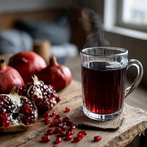 Natural Pomegranate Tea Powder: Beet Sugar Sweetened, Real Fruit Bits