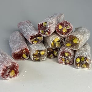 Pistachio Turkish Delight: Pomegranate Flavored Finger Dessert