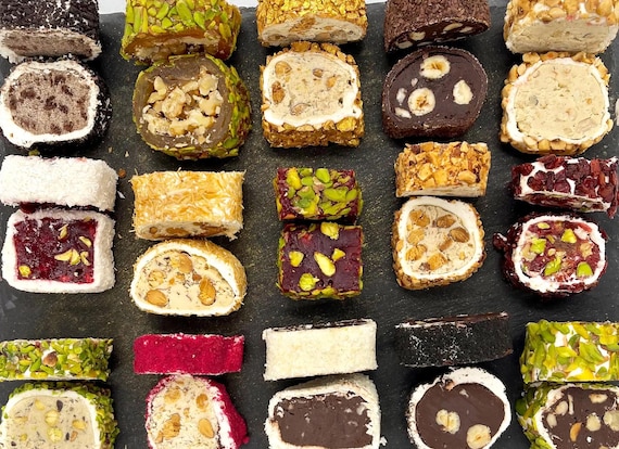 Turkish Delight Mixed, Creamy Mixed Delight , Delight with Hazelnut , Lokum ,Turkish Delight, Assorted Delight, Pistachio Delight