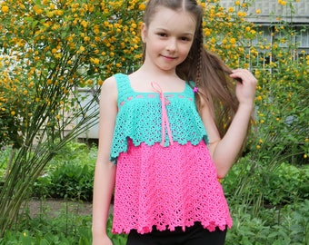 Crochet Crop Top Pattern – Girls' Two-Tone Design (PDF in English)