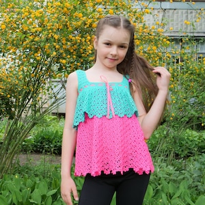 CROCHET Top PATTERN - «LoL», crochet top pattern for girls, crop top, toddler cover up pattern | PDF in English