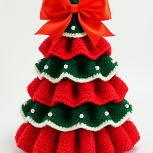 Ruffled Christmas Tree KNITTING PATTERN | Knitted Christmas Tree |  Layered Holiday Decoration | home decor | PDF