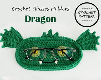 Dragón - Soporte para gafas de ganchillo PATRÓN DE GANCHILLO / Lindos soportes para gafas de ganchillo con forma de animal. Soporte para gafas de sol