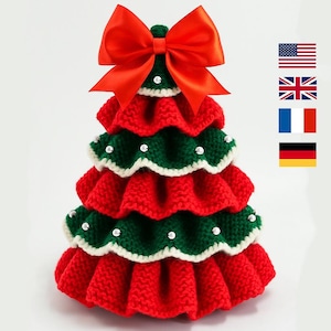 Weihnachtsbaum mit Rüschen STRICKANLEITUNG | Gestrickter Weihnachtsbaum |  Geschichtete Weihnachtsdekoration | Hausdekor | PDF-Datei
