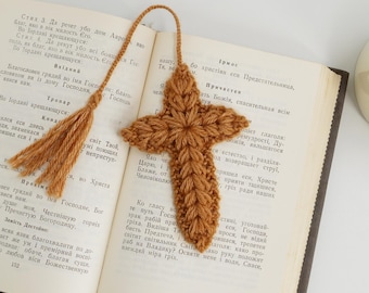 Patrón de punto para marcapáginas de cruz en PDF / Marcapáginas de cruz de Pascua / Regalo de Pascua / Regalo de bautizo / Regalo de Pascua hecho a mano para amantes de los libros