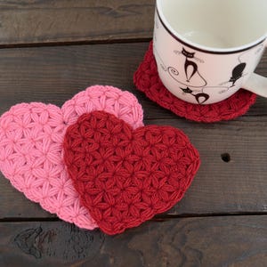 Crochet Coasters Pattern | Heart - Shaped Coaster |  Easy Heart Coaster Crochet Pattern | Valentine&#39;s Day | English PDF