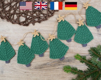 Modèle de tricot - Décoration d'arbre de Noël et guirlande | PDF en anglais, allemand et français