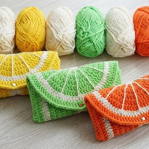Étui à lunettes en CROCHET MOTIF : Mandarine, citron vert et citron vert | Porte-lunettes de soleil | Pochette pour lunettes de soleil