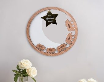 Targa da muro personalizzata con la famiglia degli orsi mamma - Regalo perfetto per la festa della mamma per gli amanti degli animali - Decorazione da parete personalizzata