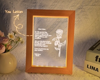 Regalo per la festa della mamma Lettera scritta personalizzata Luce notturna personalizzata Crea un regalo personalizzato inciso per la mamma Regali di compleanno della nonna per la mamma