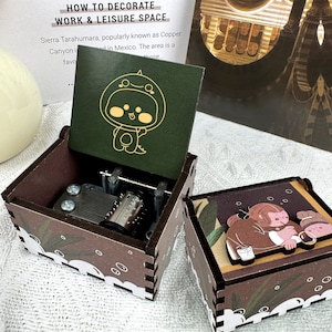 Birthday Gift Custom carved hand cranked anime wooden music box personalized unique cartoon wood music box gifts for Her for boy girl