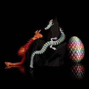 3D Printed Chinese Dragon Loong Toy Dragon Egg - Desktop Decoration Office Stress Relief Gift Birthday Gifts For Him Gift For Kid-Fidget Toy