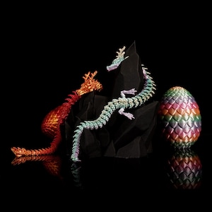 3D Printed Chinese Dragon Loong Fidget Toy Dragon Egg STL File Printed Digital File - Desktop Decoration