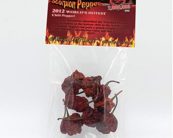 Dried Trinidad Moruga Scorpion Pepper Pods, 0.25 Ounce