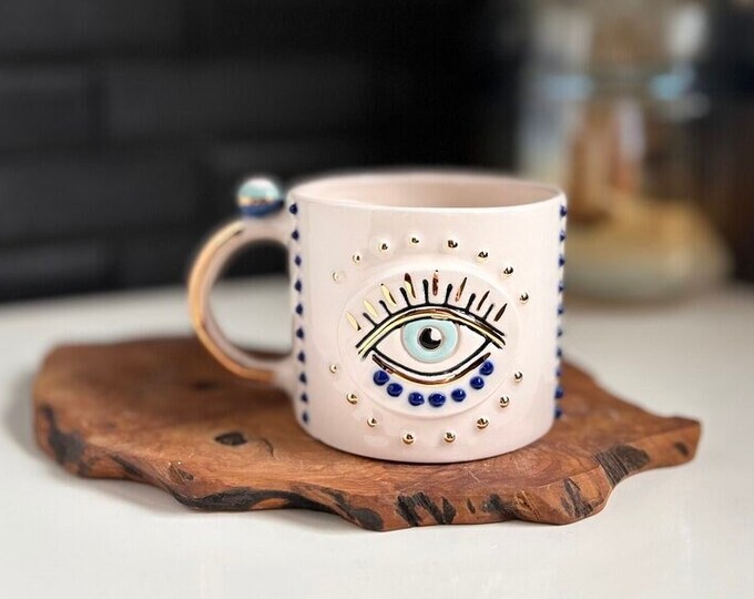 Hand Made Mug, Eye Mug, Creative Coffee Mug, Best Mug for Gift. Handmade Pottery Mug, Birthday gift for her