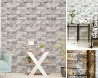 Steinziegel-Tapete in mehreren Farben, Schlafzimmer-Tapete, Wanddekoration, Dekorieren Sie Ihre Wände mit Tapeten, Büro-Tapete