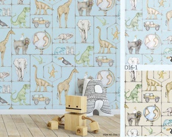 Papel pintado de animales para habitación infantil en varios colores, Papel pintado para dormitorio: ¡Entrega mundial en 3-6 días! - 20 ancho x 393 alto (pulgadas) por rollo