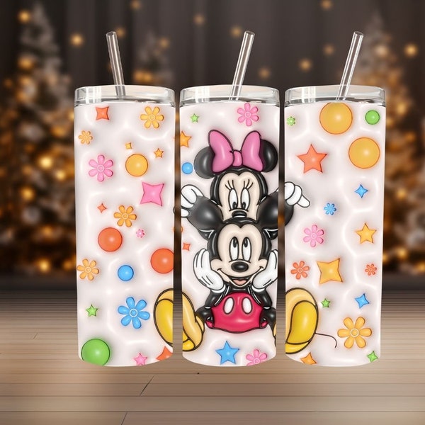 3D Inflated Cartoon Tumbler Wrap, Mickey Mause Design Tumbler, 3D Puffy Magic Castle Sublimation